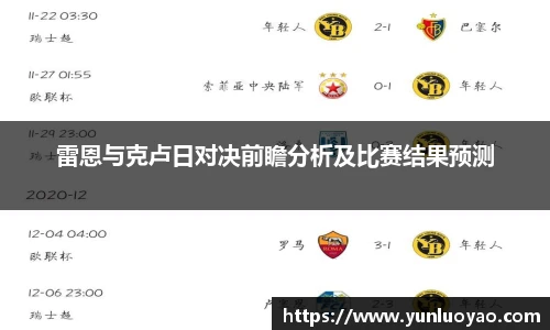 雷恩与克卢日对决前瞻分析及比赛结果预测